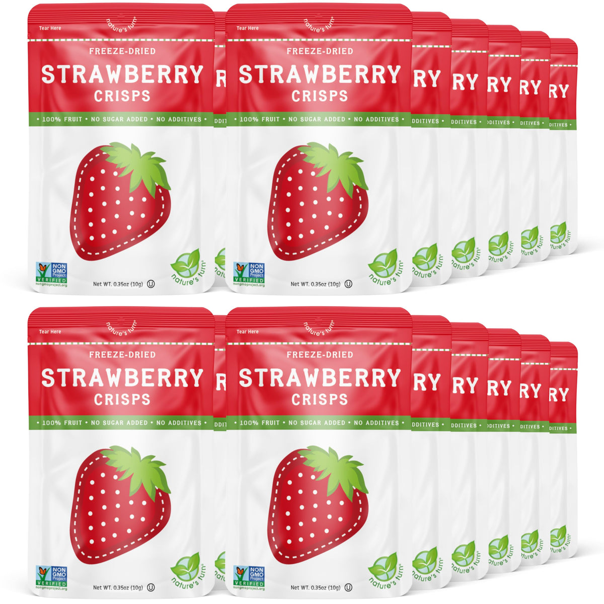 Nature's Turn Freeze-Dried Strawberry Crisps packaging, ready for on-the-go snacking.