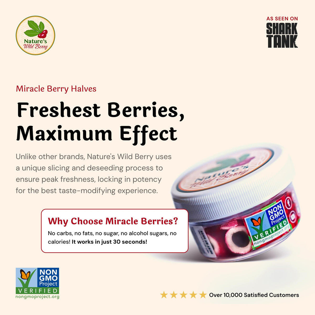 Nature's Wild Berry Halves on a dining setup for tasting experiments.
