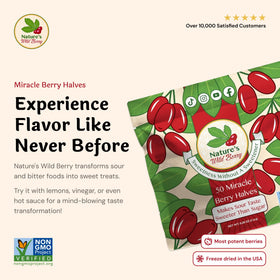 Nature's Wild Berry miracle berries slices highlight fresh, ready-to-use flavor modifiers.