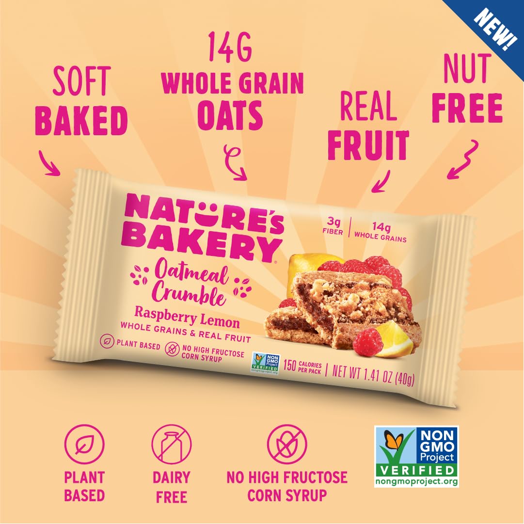 Nature's Bakery Raspberry Lemon Bar in lunchbox, perfect snack between meetings.