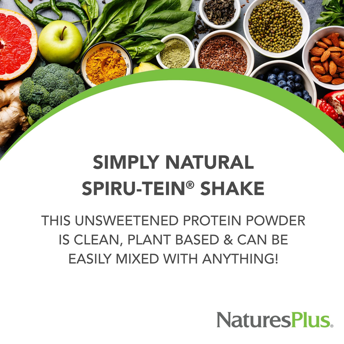 Close-up of rice, soy, and pea protein blend in SPIRU-TEIN ingredients