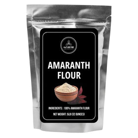 Naturevibe Botanicals Amaranth Flour bag showing gluten-free, protein-rich baking possibilities
