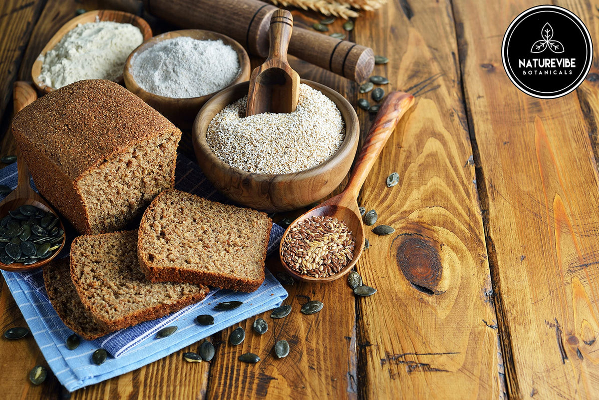 Naturevibe Botanicals Amaranth Flour bowl captures batter texture ideal for gluten-free baking