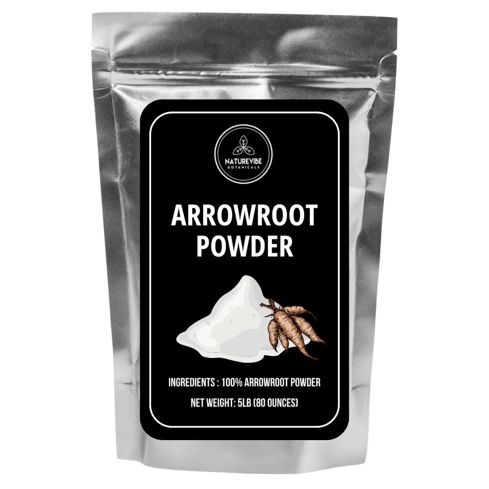 Naturevibe Botanicals Arrowroot Powder bag for gluten-free thickening in sauces and gravies