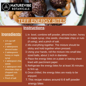Naturevibe Botanicals Brown Teff Flour bag closeup emphasizes bulk value for home bakers