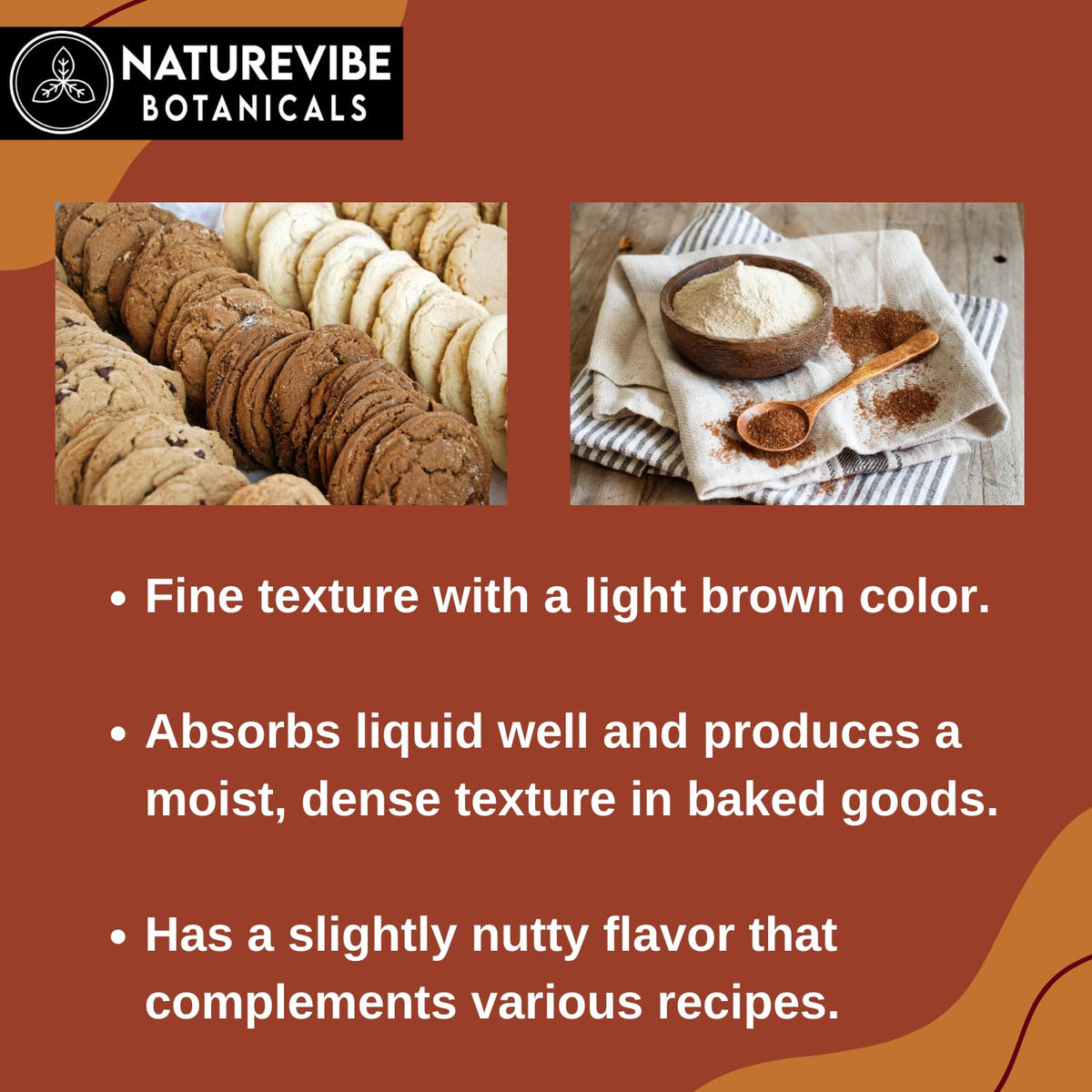 Naturevibe Botanicals Brown Teff Flour pancake stack demonstrates gluten-free, fiber-rich breakfast options