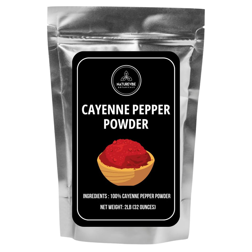 Naturevibe Botanicals Cayenne Pepper Powder 2lb pouch for bold heat in sauces and chili