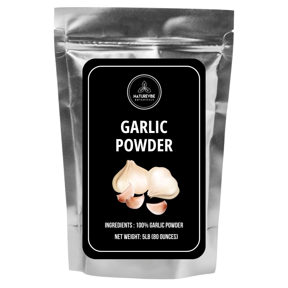 Naturevibe Botanicals garlic ground powder in jar for home cooking and flavor