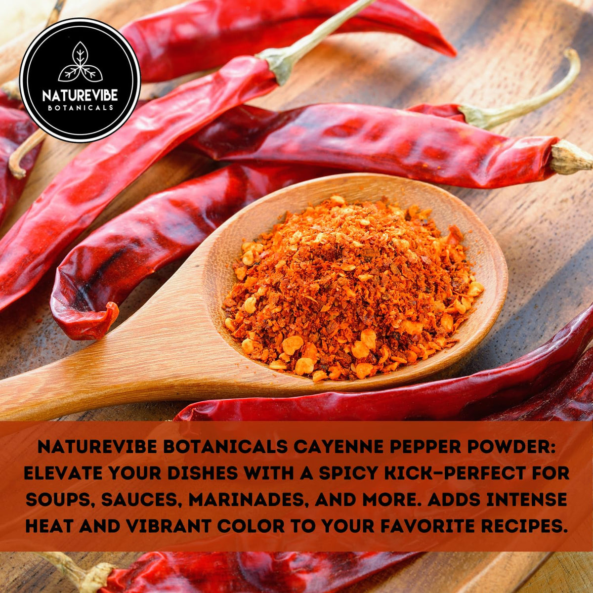 Naturevibe Botanicals hot spice cayenne powder adds fiery depth to meats and stews