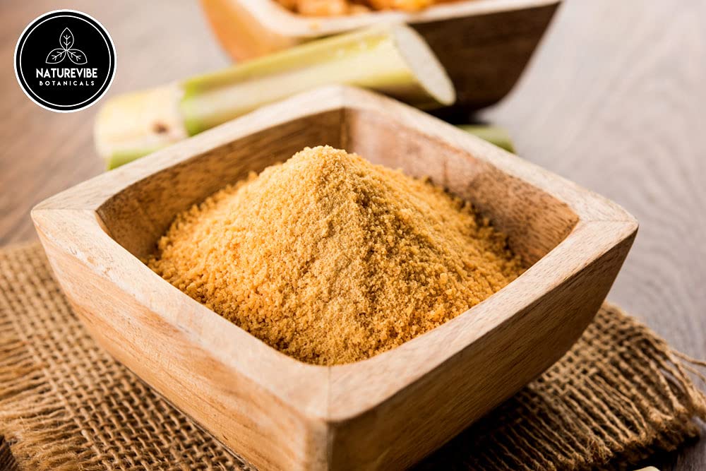 Jaggery powder in glass jar, ready for baking and beverages