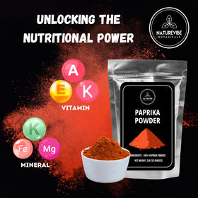Naturevibe Botanicals Paprika Powder ideal for marinades and vegetable dishes.