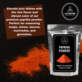 Naturevibe Botanicals Paprika Powder used as a savory rub for pork or chicken.