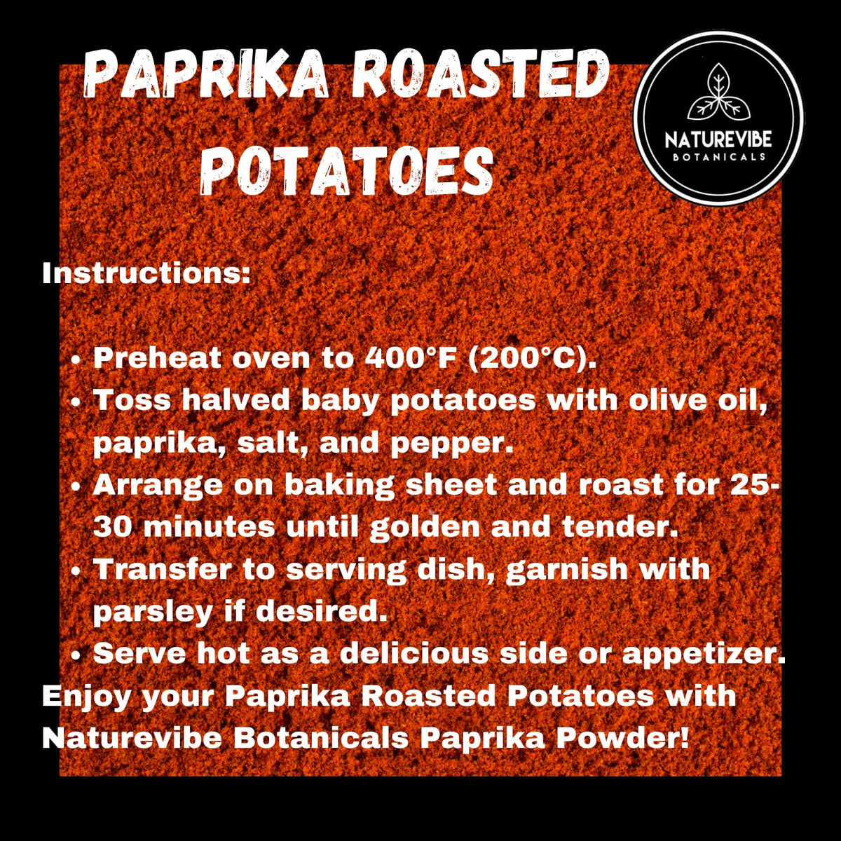 Naturevibe Botanicals Paprika Powder flavors soups and stews with earthy notes.