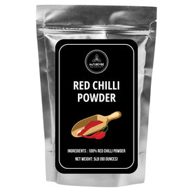 Naturevibe Botanicals Red Chilli Powder bottle adds bold flavor.