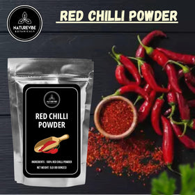 Naturevibe Botanicals Red Chilli Powder packaging showcases freshness.