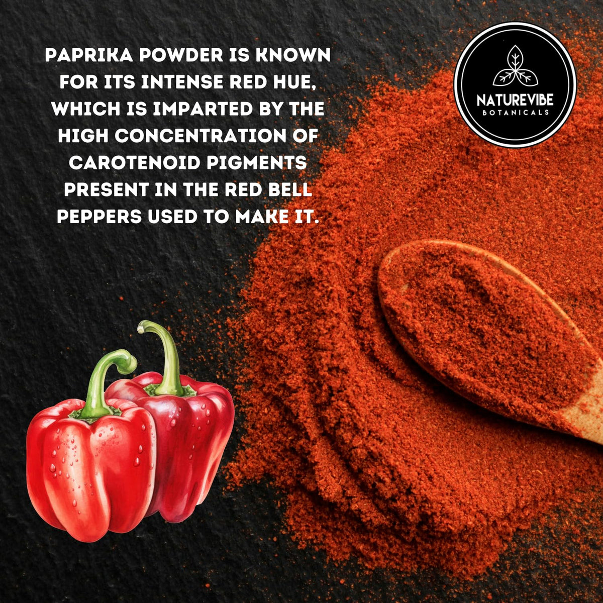 Naturevibe Botanicals Paprika Powder finely ground with vibrant red color.