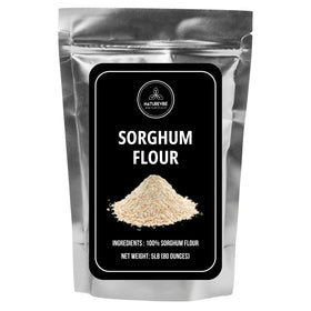 Naturevibe Botanicals Sorghum Flour 5 lb bag for gluten-free baking at home.