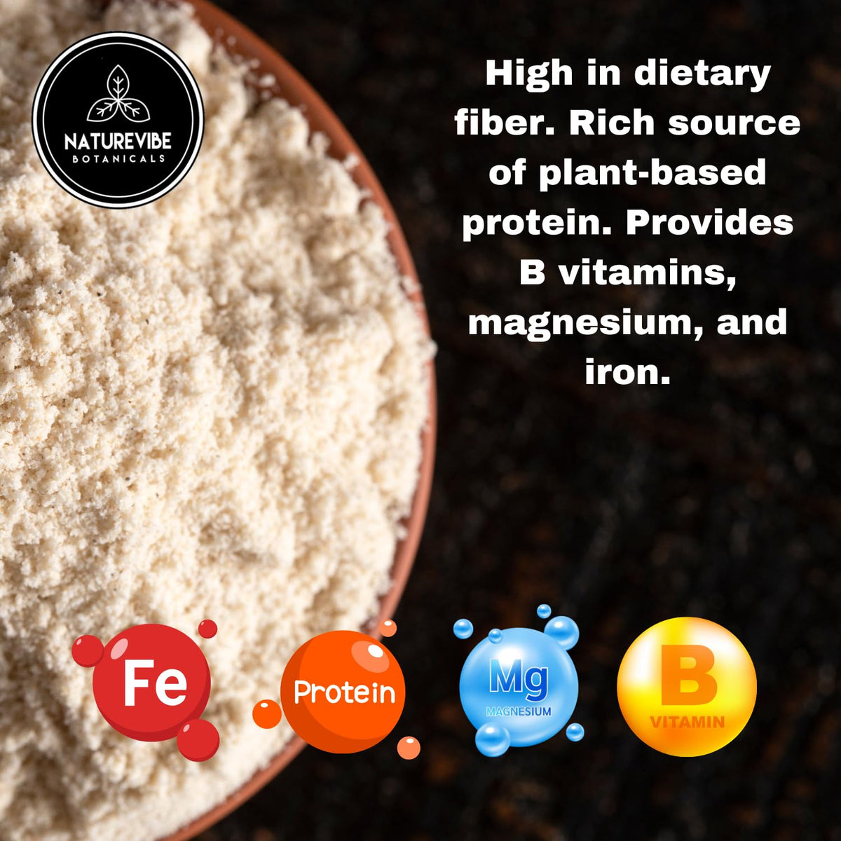 Naturevibe Botanicals Sorghum Flour bulk 5 lb packaging preserves freshness.
