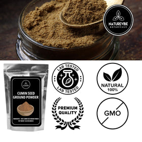 Naturevibe Botanicals cumin seed powder on a dining table adds aroma.