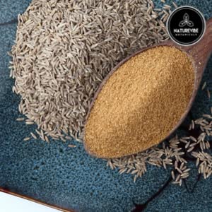 Naturevibe Botanicals cumin seed powder on a taco plate adds spice.