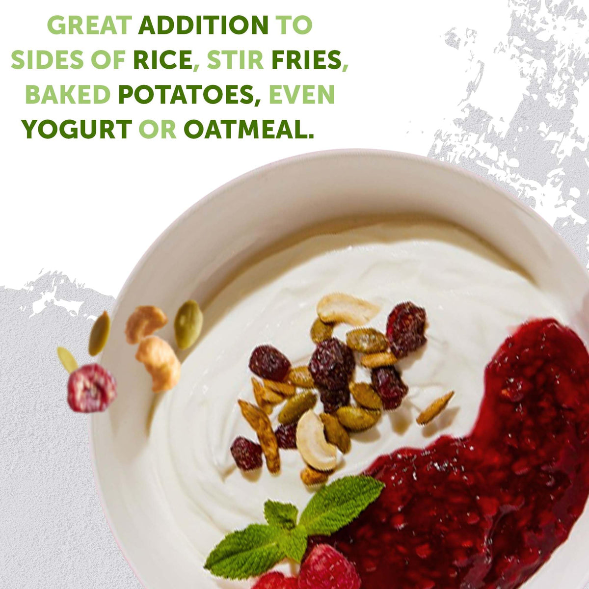 NaturSource kitchen scene featuring a healthy snack idea with the topper