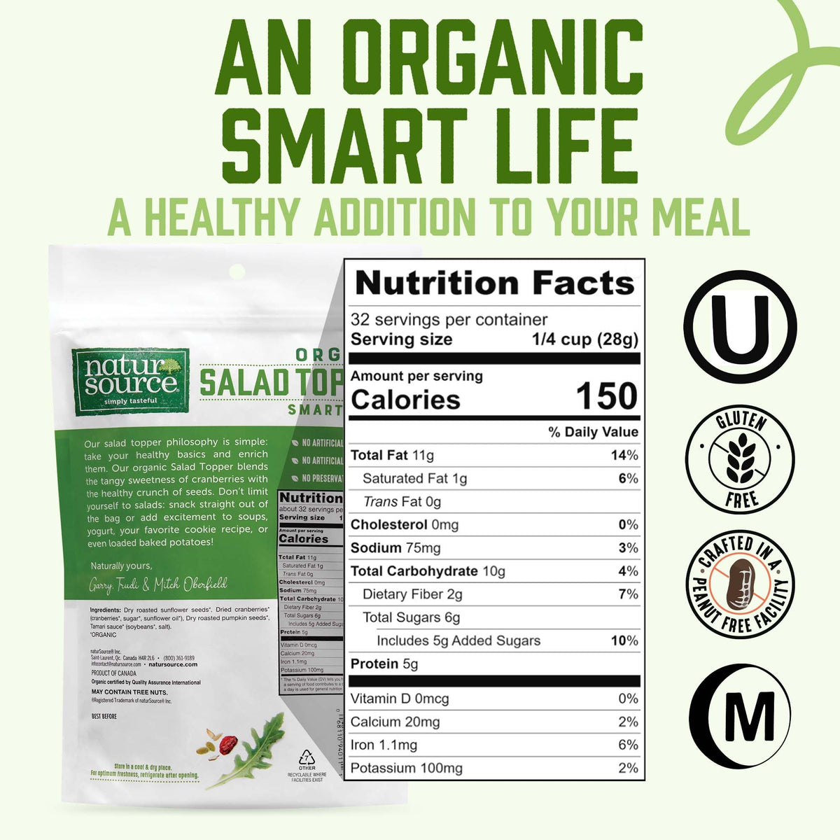 NaturSource Organic Salad Topper on oatmeal adds protein and flavor.