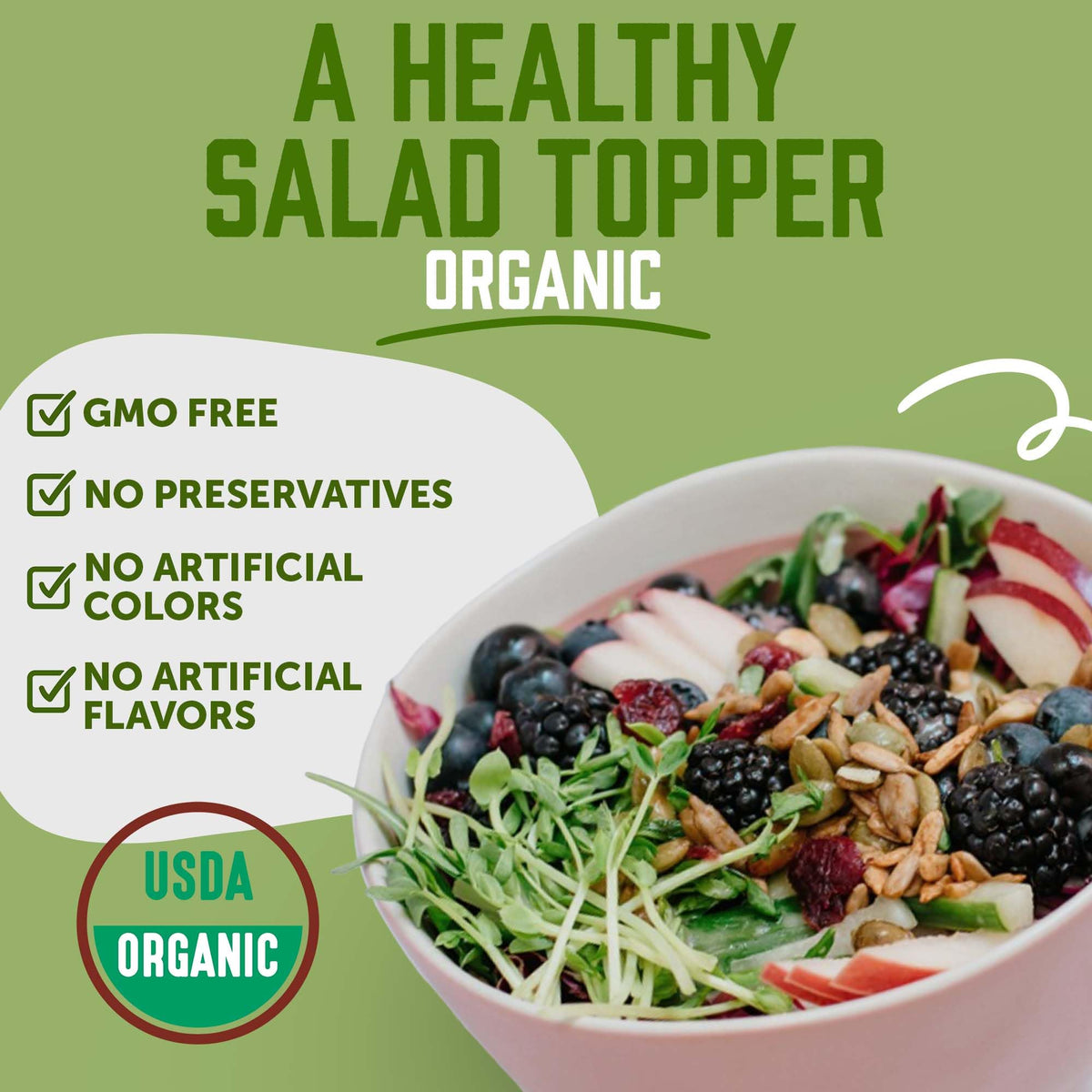 NaturSource Organic Salad Topper on a salad bowl adds crunch.