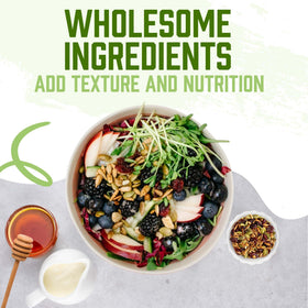 NaturSource Organic Salad Topper pumpkin seeds visible, adding crunchy protein to bowls.