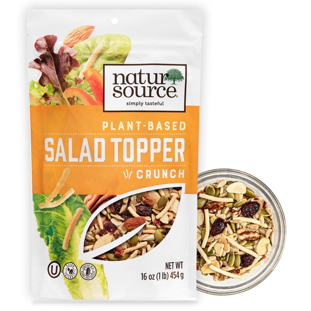 NaturSource Salad Topper Crunch with cranberries adds vibrant texture to greens