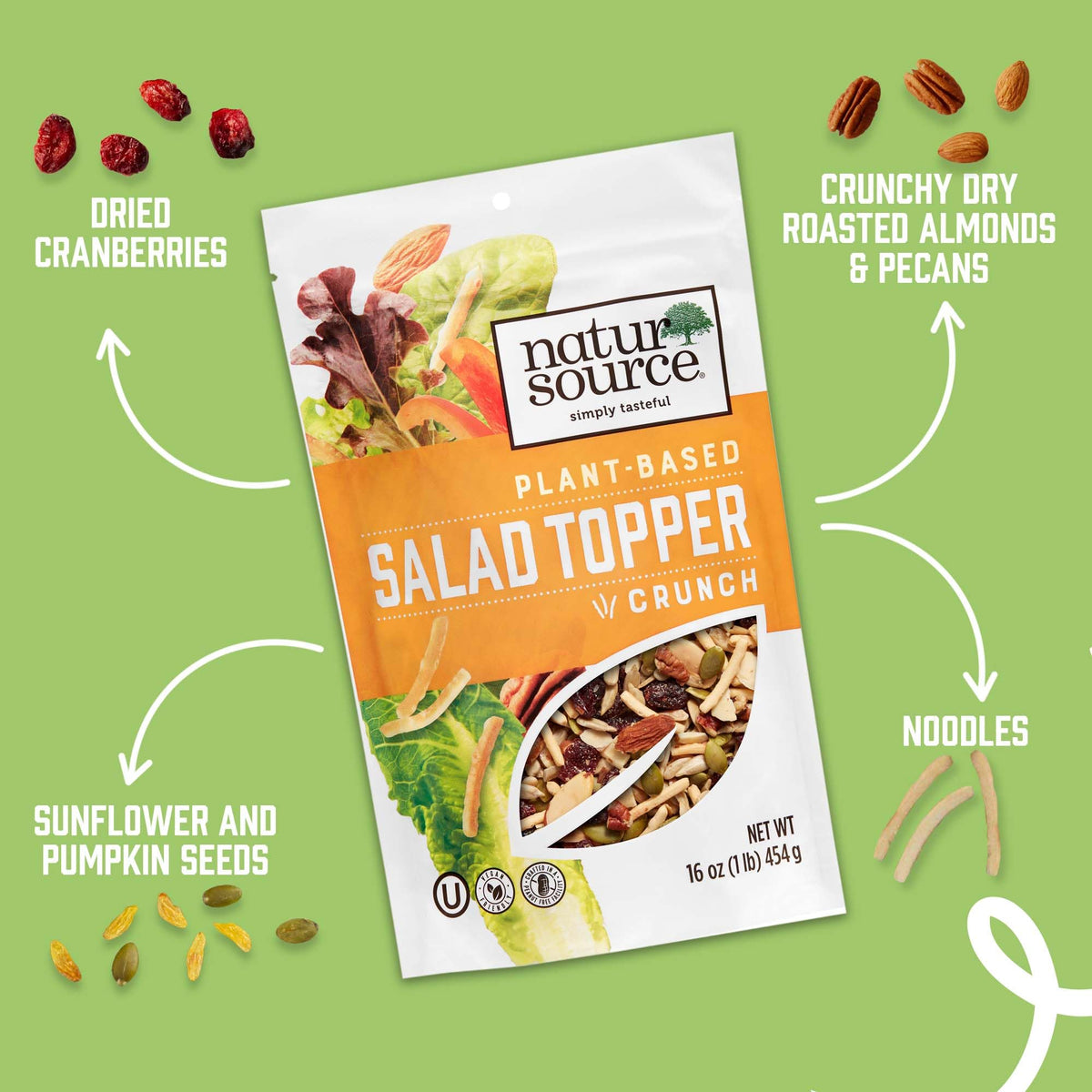 NaturSource Salad Topper Crunch with pumpkin seeds delivers toasted crunch to salads