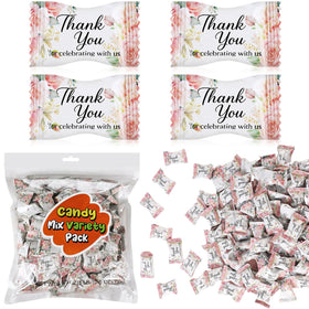 Naucoos 150 floral mints in pink floral bag for wedding favors