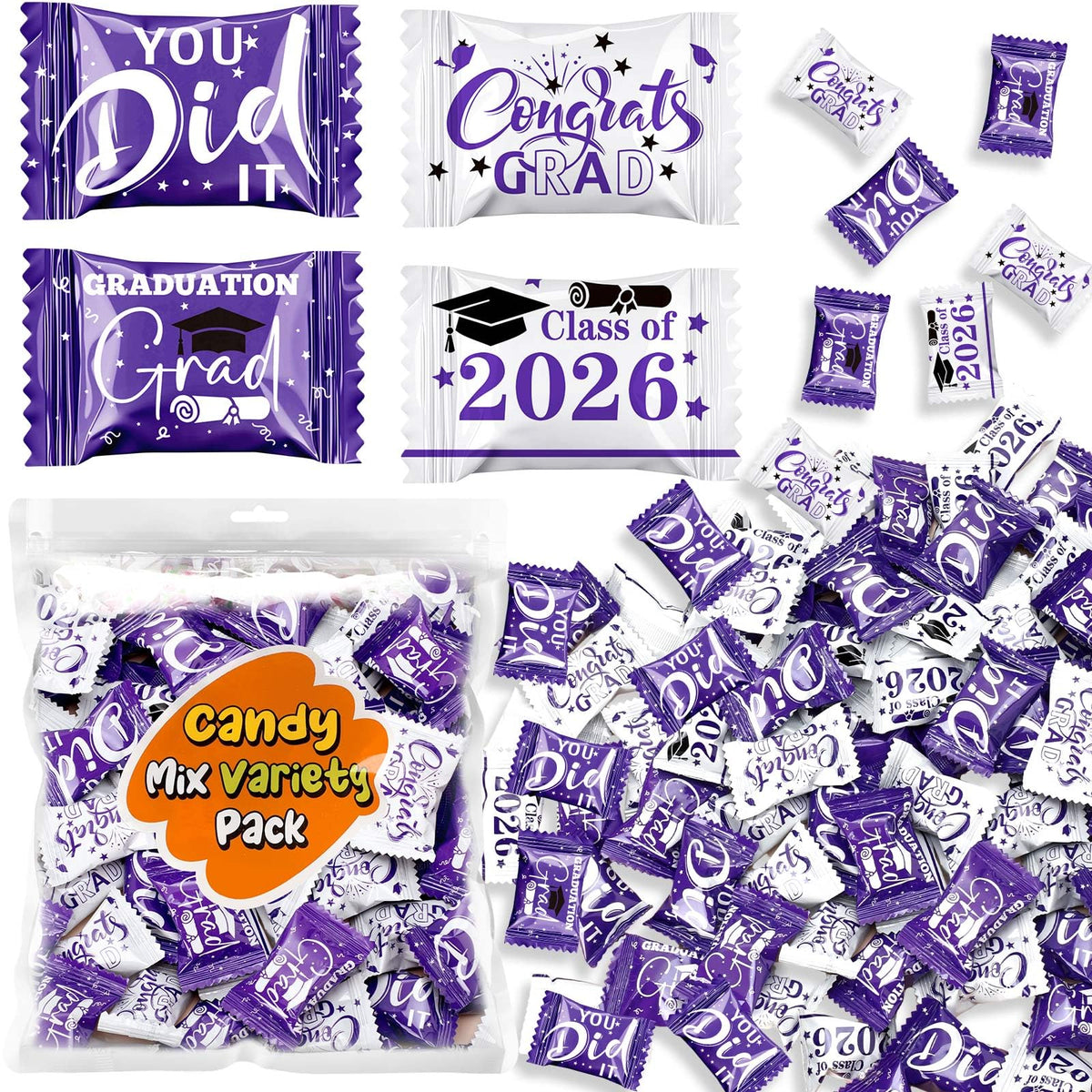 Naucoos Congrats Graduation Candies bag front for a festive graduation party.