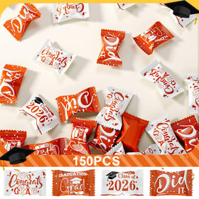 Naucoos graduation candy wrappers closeup showing festive designs