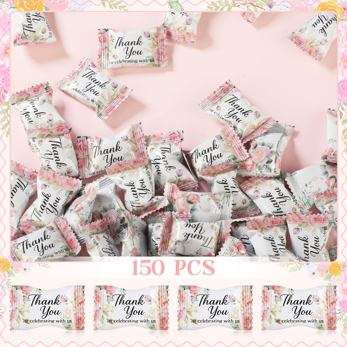 Naucoos packaging close-up with pink flowers enhances bridal decor