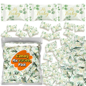 Naucoos Sage Green Baby Shower Candy bag with Hi Baby design, ideal for party favors.