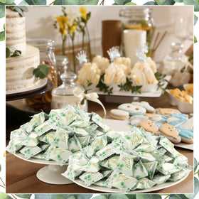 Naucoos Sage Green candy used as baby shower favors and gifts.