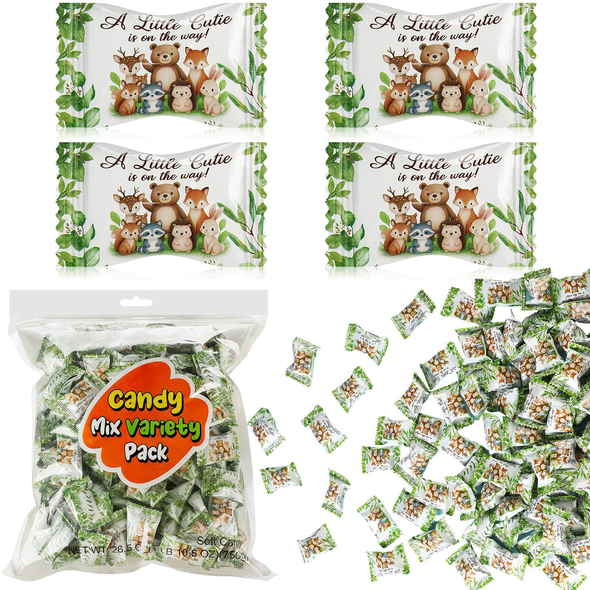 Naucoos Woodland Animals candy bag with festive baby shower design, ideal for favors.
