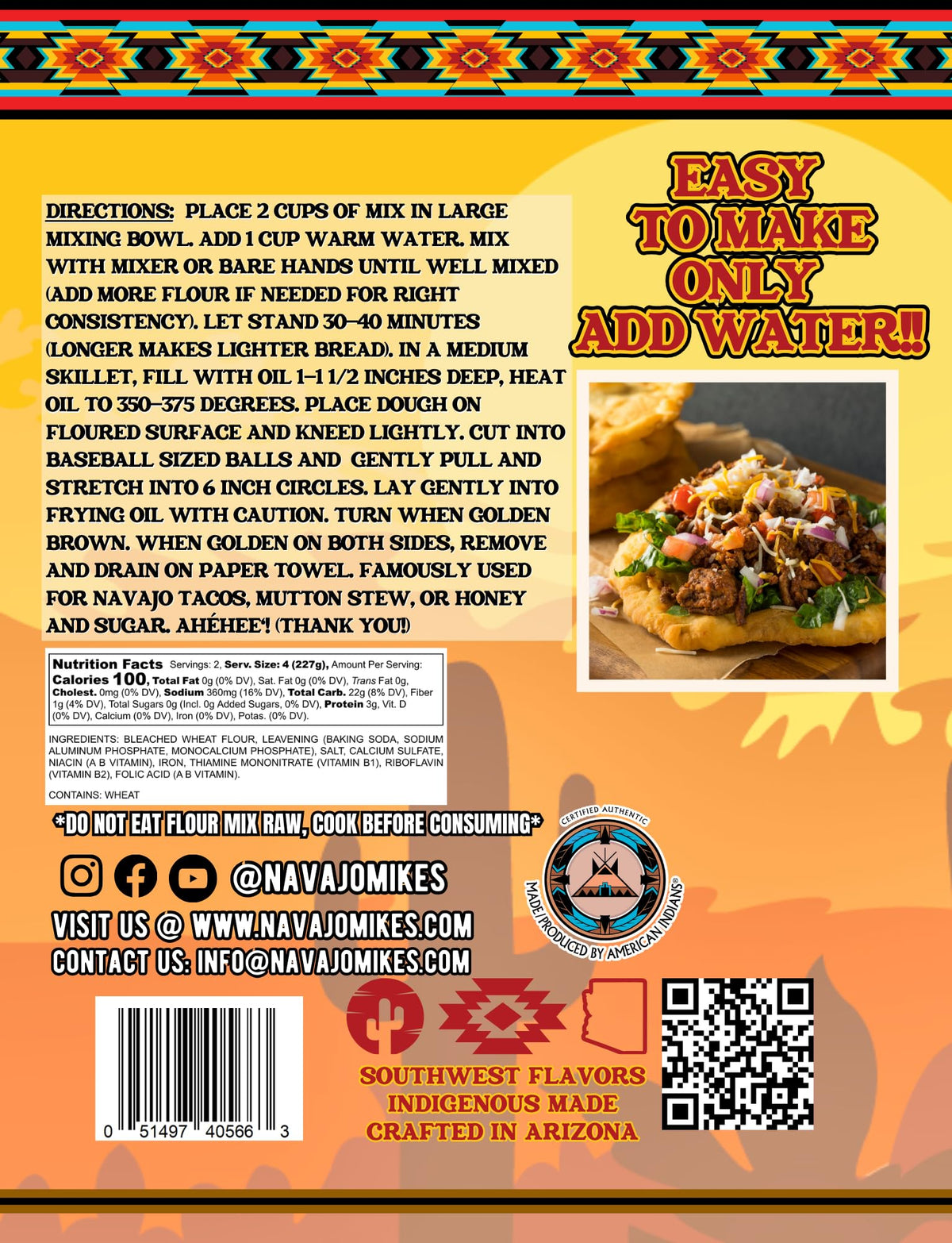 Navajo Mike's Indigenous heritage seal signals certified Native-owned product.