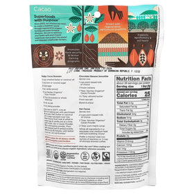 Navitas Cacao Powder Org scoop beside jar for precise measuring in recipes.
