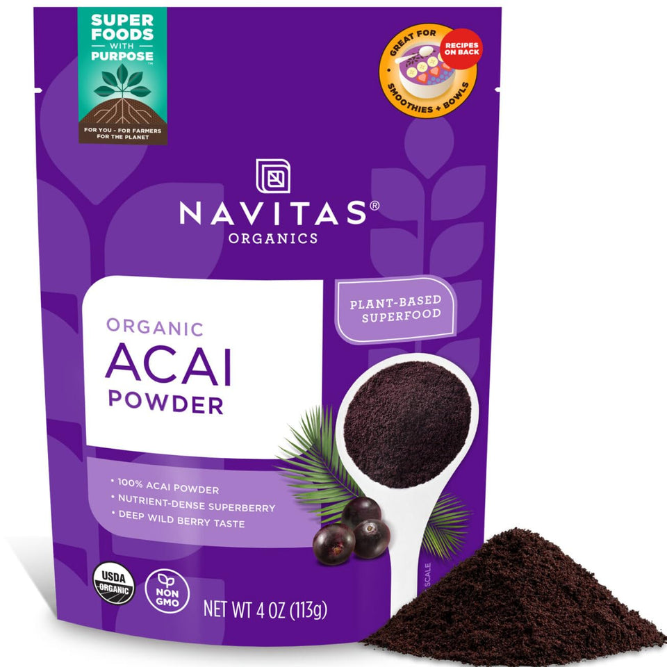 Navitas Organics Acai Powder bag, ready for antioxidant-rich smoothies.