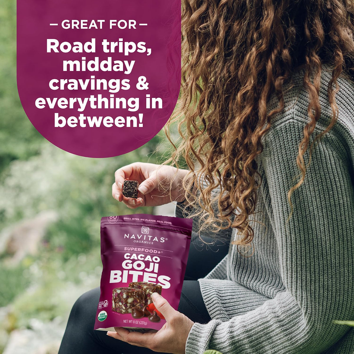 Navitas Organics gluten-free label on snack packaging