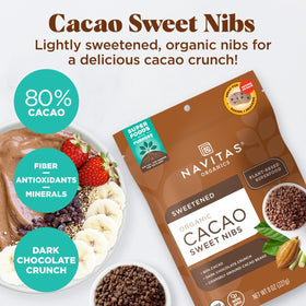 Navitas Organics Peru Criollo nibs offer distinct flavor and origin.