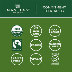 Navitas Organics cacao powder in a kitchen scene suggesting healthy indulgence.