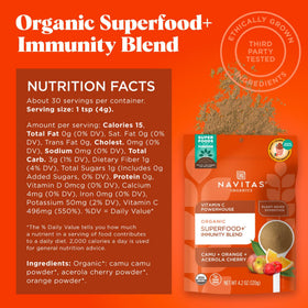 Camu-orange-acerola powder close-up showing vibrant citrus sources for daily vitamin C.