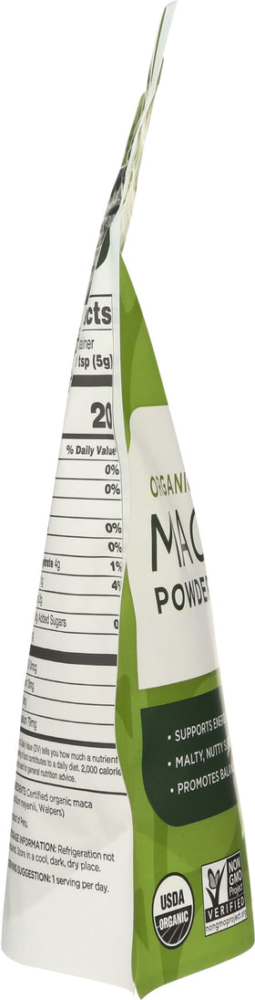 Navitas Organics Maca Powder poured into a drink to show versatility.
