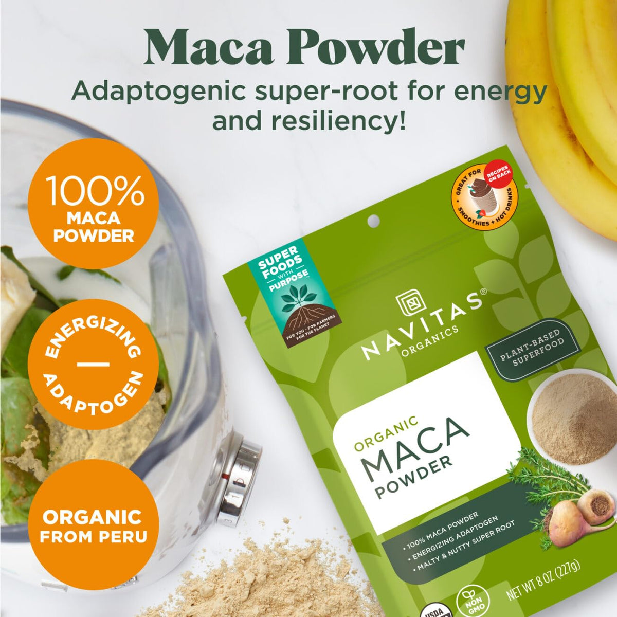 Navitas Organics Maca Powder scoop for easy daily portioning.