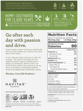 Close-up of Navitas Organics hemp seeds showing creamy, nutty texture perfect for snacks.