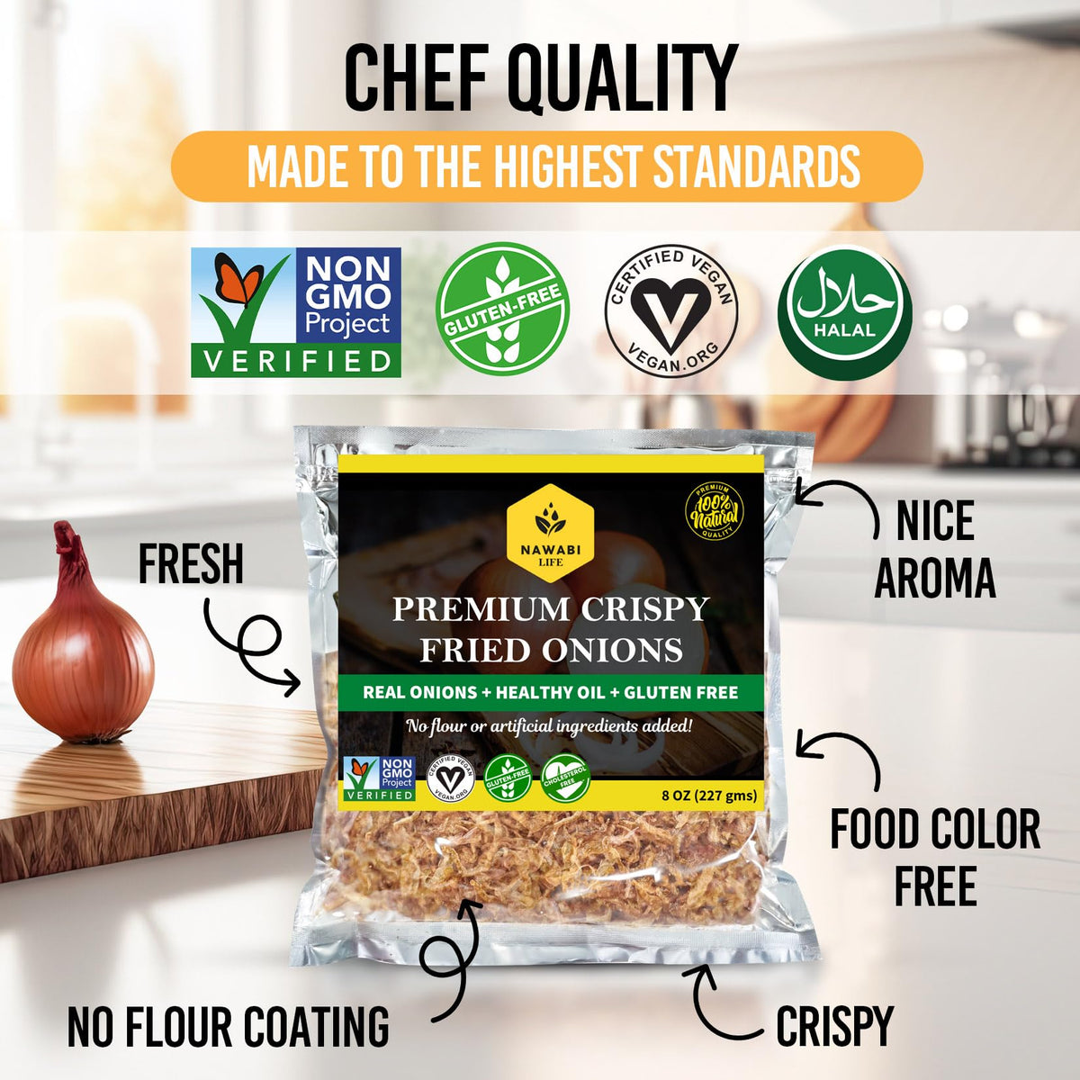 NAWABI LIFE Crispy Fried Onions on burgers enhance flavor and bite