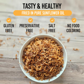 NAWABI LIFE Crispy Fried Onions golden brown close-up showing crisp texture