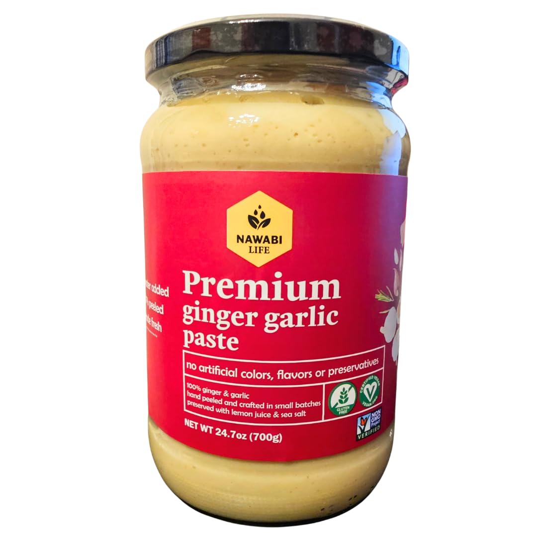 NAWABI LIFE Ginger & Garlic Paste jar for rich, fresh flavor in quick weeknight meals.